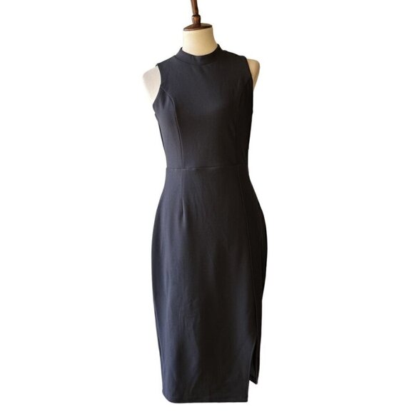 ABS by Allen Schwartz Dresses & Skirts - A.B.S Collection Women's Black Knit Storm Mock Neck Side Slit Midi Dress Size 8